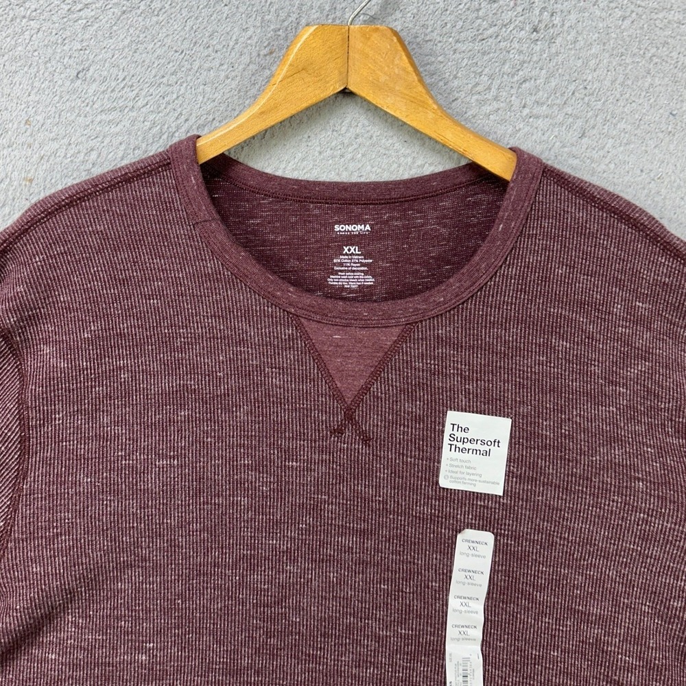 Sonoma Sweatshirt Crewneck Mens 2xl Maroon Supersoft Thermal Knit Sweater New — image 4 of 8
